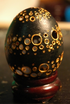 Black and Gold Swirl (this is how I learned black eggs are a pain in the ass.) - SOLD
